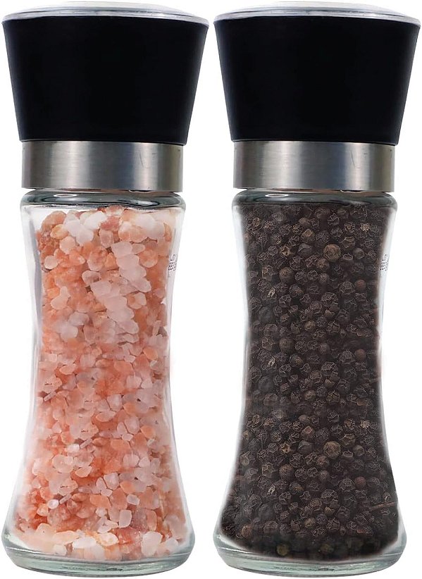 Conjunto de moedor de sal rosa e pimenta preta Himalayan Chef, Transparente, Médio