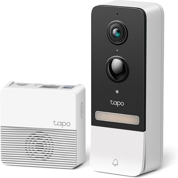 Campainha de Vídeo Inteligente Tapo, Inclui Campainha, Resolução 2K+, Visão Noturna Colorida, Áudio Bidirecional, Detecção AI Gratuita, Armazenamento em Nuvem/SD Card,