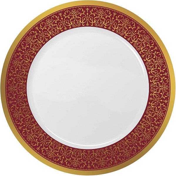 Placas Combo Majestic de Borgonha e Dourado Exclusivas - 10,25 e 7,5 (Pacote Combo de 32 Peças) - Qualidade Premium - Ideal para Celebrações Inesquecíveis