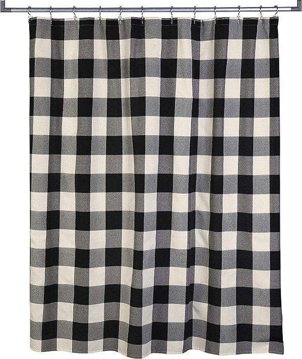 Cortina de Banho SKL Home Grandin, 72x72, Preto/Natural