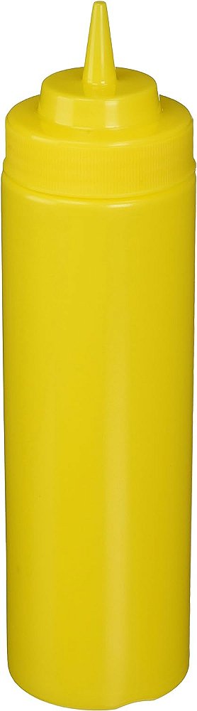 Frasco para compressão, 24 onças, Boca larga, Plástico, Amarelo (6 peças/unidade)