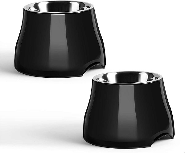 Tigelas elevadas resistentes Fluffydream para cães 2 pacotes, [Prevenção de doenças da coluna vertebral] Tigelas de comida para cães antiderrapantes com tigela de aço inox, Tigela de água