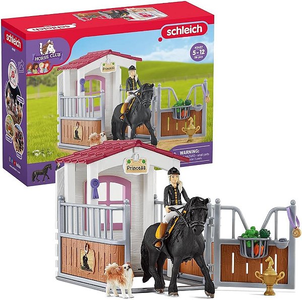 Schleich HORSE CLUB — Caixa de Cavalos com HORSE CLUB Tori & Princess, Conjunto de Estábulo de 26 Peças, Brinquedos de Cavalo Funcionais para Meninas e Meninos de 5+ anos.