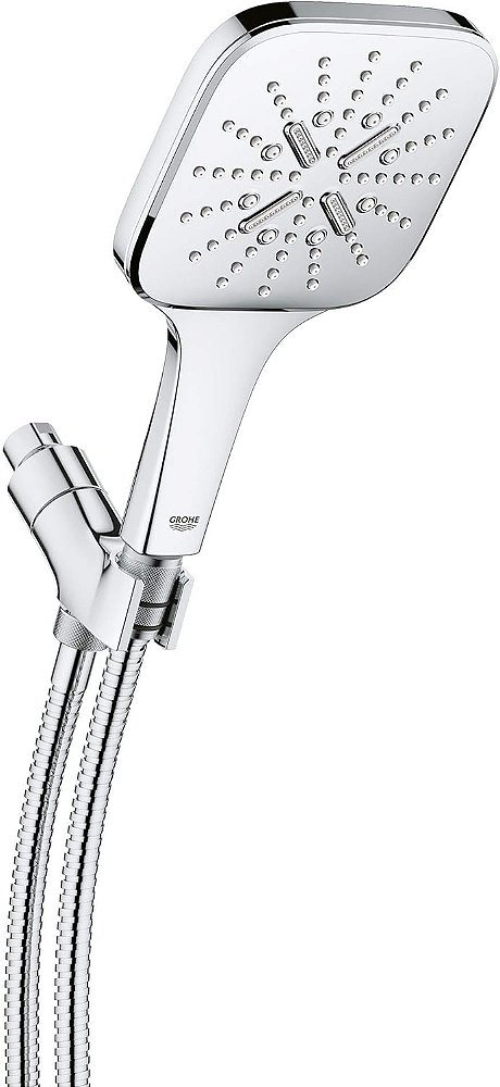 Chuveiro manual GROHE 26605000 Rainshower SmartActive-3 Jatos, 1,75 gpm, Cromado Starlight