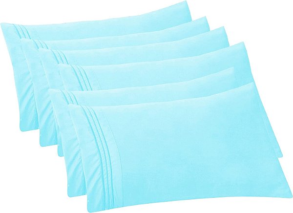 Conforto Elegante 6 Unidades de Fronhas Lisas 1500 Fios Egípcios - Fácil de Cuidar, Tecido Macio, Resistente a Rugas e Manchas, Fácil de Colocar, Conjunto de 6 Pe
