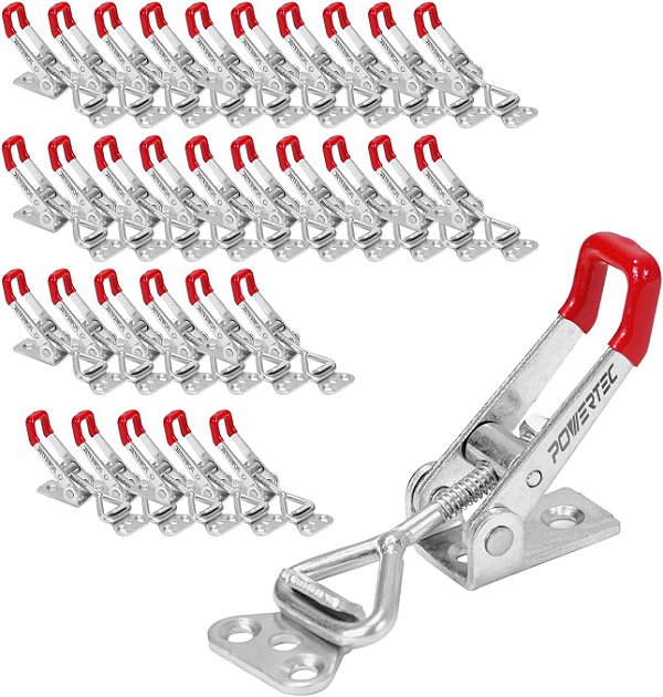 Grampo de Alternância POWERTEC 32PK, Capacidade de Suporte de 220 lbs, Fecho de Ação Ajustável 4001 para Defumador, Caixa de Ferramentas, Gabaritos e Dispositivos de Marcenaria, Armário,