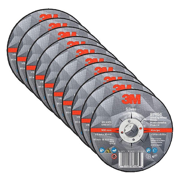 Roda de esmerilamento Cubitron 3M Silver, centro rebaixado - para esmerilhadeira de ângulo reto - 4 de diâmetro x 1/4 de espessura x furo do eixo de