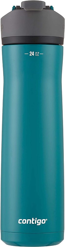 Garrafa de água de aço inoxidável Contigo Cortland Chill 2.0 com isolamento a vácuo e tampa à prova de vazamentos, mantém bebidas quentes ou frias por horas com tampa intercambiável, 24oz