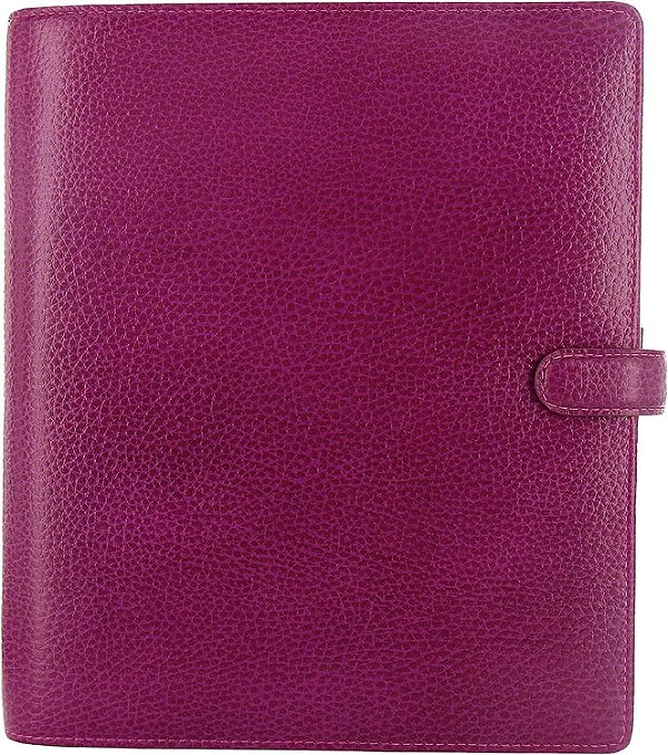 Organizador Filofax Finsbury, Tamanho A5, Framboesa - Couro Granulado Tradicional, Seis Anéis, Agenda de Calendário Semanal, Multilíngue, 2024 (C025371-24)