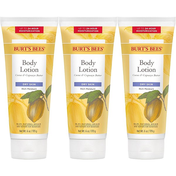 Loção Corporal Burt’s Bees para Peles Secas com Cacau & Cupuaçu, 6 Oz (Embalagem Pode Variar)