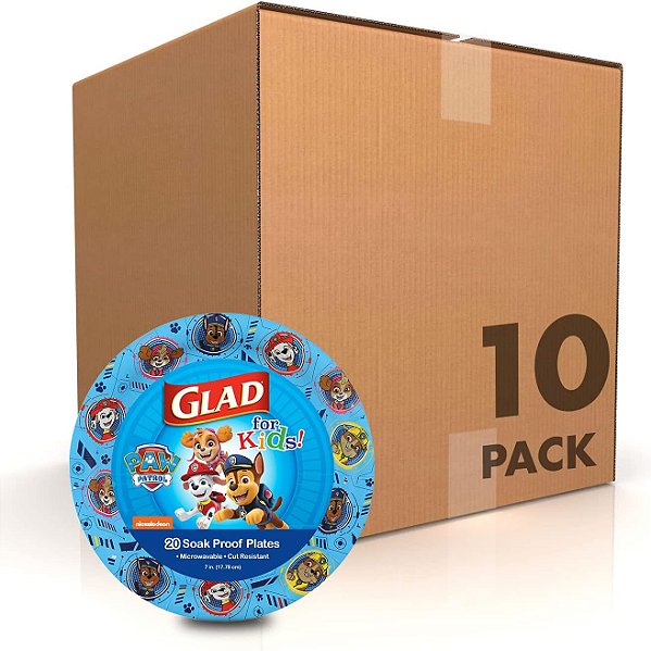 Glad para Crianças Patrulha Canina Pratos de Papel | Pratos Descartáveis Patrulha Canina para Crianças | Pratos de Papel Descartáveis à Prova de Vazamento e Micro-ondas para Todas as Ocasi