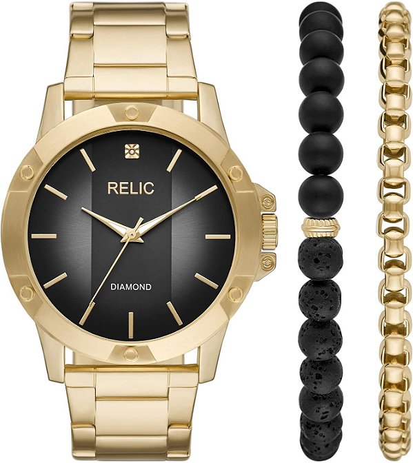 Relic by Fossil - Relógio masculino Rylan de aço inoxidável com acentos de diamante