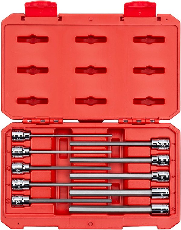 Conjunto de soquetes de bits hexagonais longos de 3/8 polegadas TEKTON, 10 peças (3-10 mm) | SHB91302