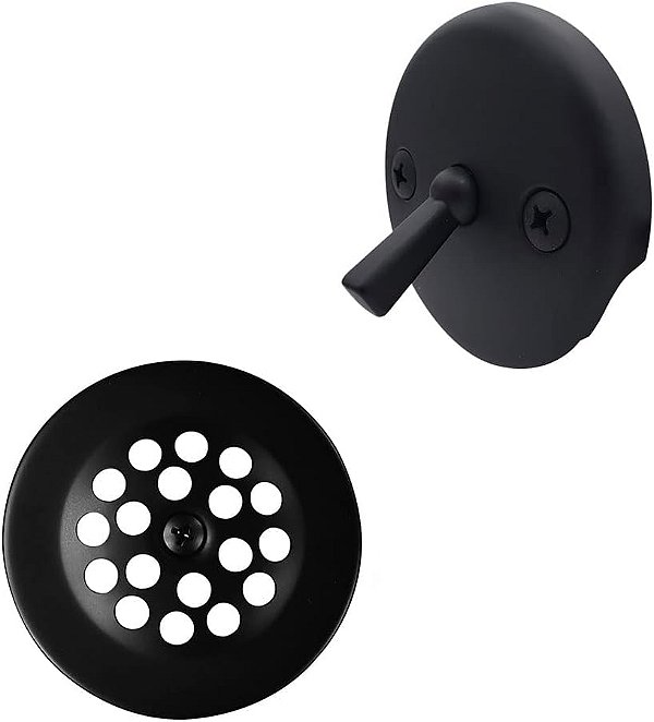 Conjunto de acabamento para banheira com alavanca de tripulação Westbrass R92-62 3-1/8 com placa de overflow de 2 furos, preto fosco