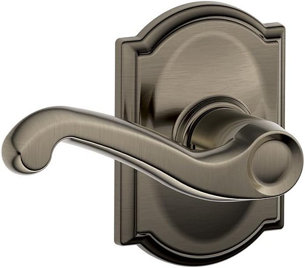 Coleção Camelot Flair alavanca de passagem, pewter antigo