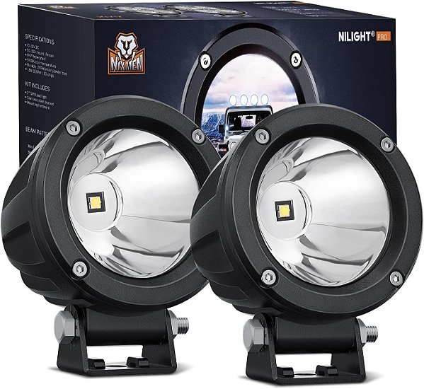 Luzes de LED para motocicleta Nilight 2PCS 3 polegadas redondo Luz de neblina LED off-road 1065LM Luzes de condução EMC integradas Luz auxiliar para motocicleta SUV ATV Caminhão Barco Trator Emp