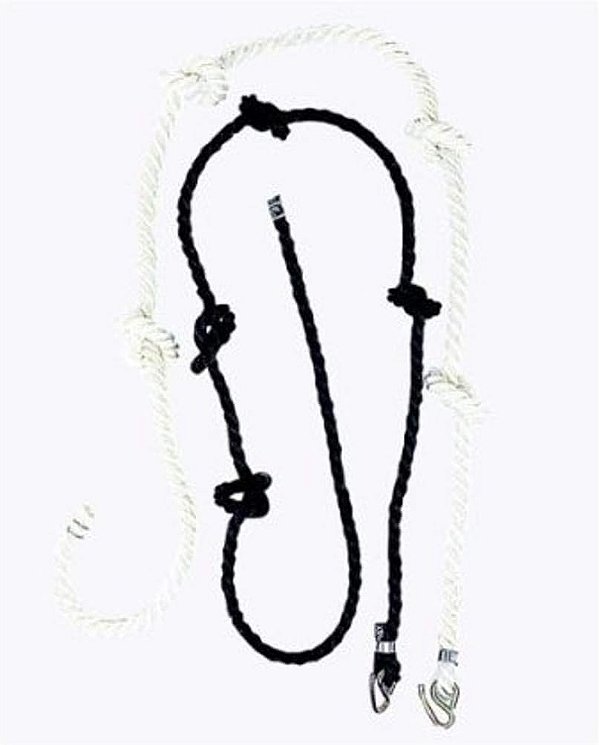 Corda de Escalada Knotted 3/4 Swing Set Stuff (Preto) com Adesivo do Logotipo SSS