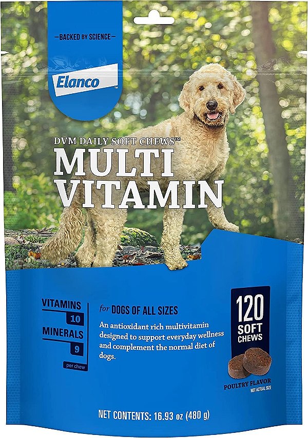 Suplemento Multivitamínico Diário em Forma de Petiscos para Cães Elanco, 120 petiscosmacios
