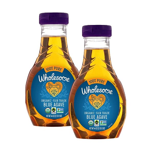 Néctar de Agave Azul Orgânico Integral, Adoçante Natural de Baixo Índice Glicêmico, Não Transgênico, Comércio Justo e Livre de Glúten, 44 oz (Pacote com 2