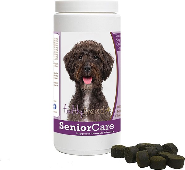 Suplementos mastigáveis para Cuidados do Cão Sênior Schnoodle da Marca Healthy Breeds com 100 Unidades