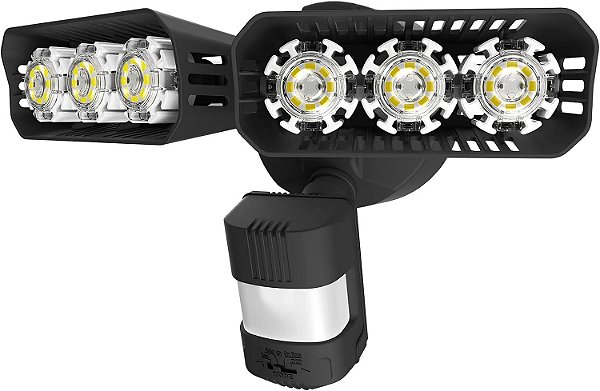 Luz de inundação ao ar livre com sensor de movimento LED SANSI 27W, 2700LM Luz de segurança, 300W Equiv 5000K Luz do amanhecer ao anoitecer, Iluminação de ângulo amplo