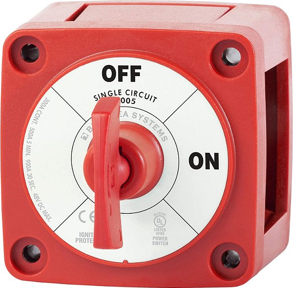 Interruptor de bateria Blue Sea Systems 6005 série m ON/OFF com chave, vermelho