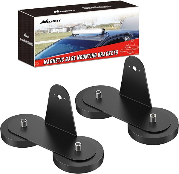 Suporte de montagem de barra de luz LED com base magnética Nilight 2PCS, Suporte de ventosa potente para montagem de barra de luz reta ou curva na lateral do capô ou no teto, Garantia de 2 anos.