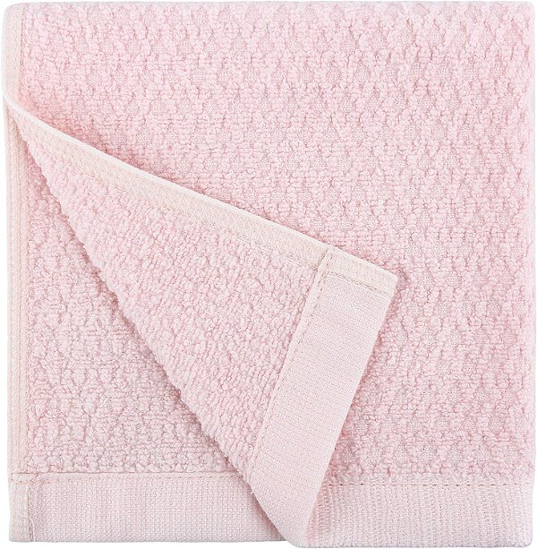 Peça de Jacquard Diamond Everplush em Light, 6 x Toalhas de Banho (13 x 13 pol), Rosa Pink, 6 Contagem