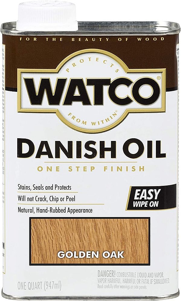 Óleo Dinamarquês Rust-Oleum Watco 65141 para Acabamento de Madeira, Quart, Carvalho Dourado