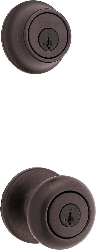 Conjunto de Maçaneta com Fechadura e Trava de Cilindro Único 690 Cove com SmartKey em bronze veneziano com Microban
