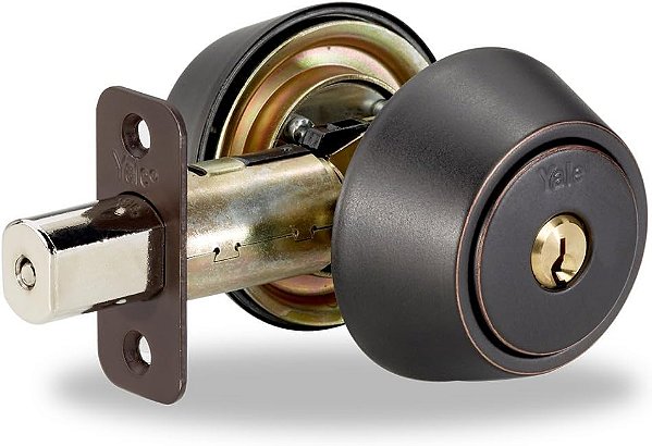 Trava de Segurança Dupla Yale Collection em Bronze Envelhecido, com Chave, 20 Polegadas
