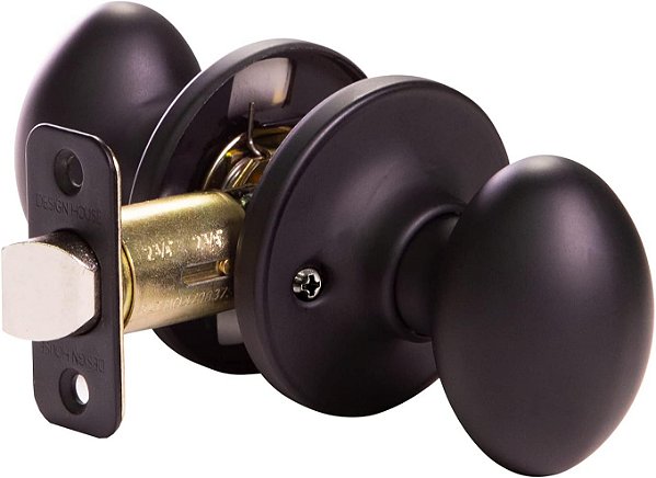 Maçaneta para porta de passagem de casa ou closet Design House 779173 Egg, preto fosco