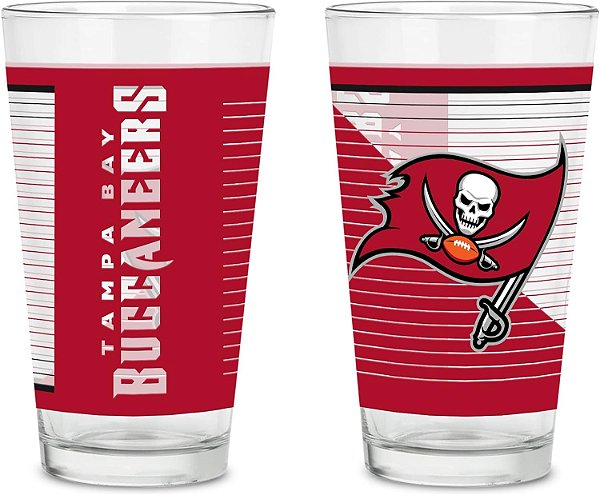 Copos de 16 oz da NFL Football Main da Rico Industries com Logotipo Impresso Digitalmente, Conjunto Prático de 2 Copos Clássicos para Bebidas, Seguro para Lava Louças