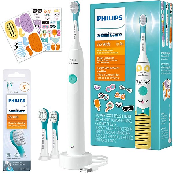 Philips Sonicare para Crianças Edição Design de Bichinho de Estimação, Elétrica com Fio, Pacote de Cabeças de Escova, BD1005/AZ