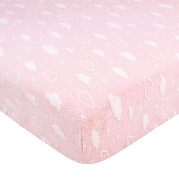 Empresa Americana para Bebês - Lençol de Berço Aconchegante de Chenille 28 x 52, Lençol Chique e Aconchegante, Nuvenzinha 3D Rosa, para Meninos e Meninas, Adequado