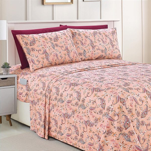 Conjunto de lençóis com estampa paisley Amelia, 4 peças, de bolso profundo, 1500 fios, qualidade premium de hotel, resistente a manchas e rugas, lençóis ajustados com bolsos inteligentes, conjunto de