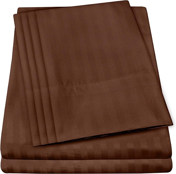 Lençóis de Rainha Listrados Dobby - 6 Peças 1500 Supreme Collection em Microfibra Escovada Fina de Bolso Profundo Conjunto de Lençóis de Rainha - 2 Capas de Travesseiro Extra, Ó