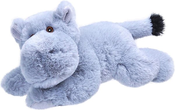 Mini Hipopótamo de Pelúcia EcoKins da Wild Republic 8 polegadas, Presentes Ecológicos para Crianças, Brinquedo de Pelúcia, Feito à Mão Usando 7 Garrafas de Água Plásticas Recicl