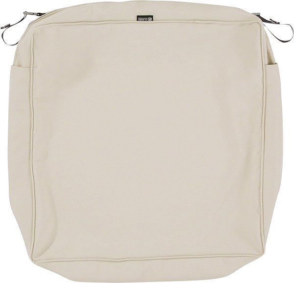 Capa de almofada de assento quadrado para jantar ao ar livre Classic Accessories Montlake FadeSafe FadeSafe Resistente à água 25 x 25 x 5 Polegadas, Bege Antigo, Capa de almofada para móveis de pátio