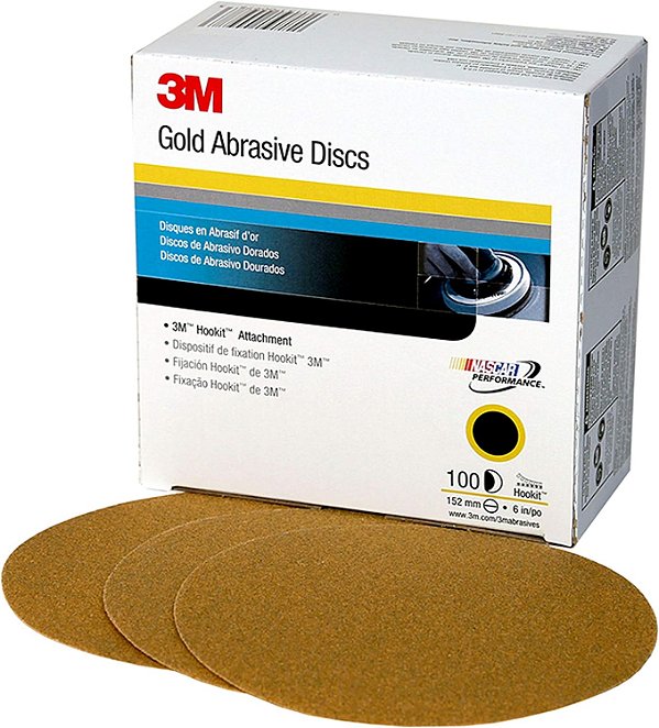 Disco 3M Hookit Gold 216U, 00916, 3 polegadas, Grão P220, 50 Discos, Discos Abrasivos Automotivos.