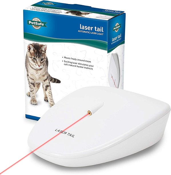 PetSafe Laser Tail - Brinquedo Automático de Laser para Gatos - Interativo - Alivia a Ansiedade - Muda ao Redor do Chão para Criar Padrões de Laser Aleatórios - Jogo sem as Mãos - Desliga Automaticamente para Evitar