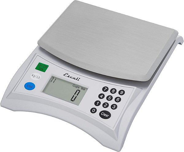 Balança de Cozinha/Padaria/Culinária de Medição de Grande Volume Escali Pana V136, Pré-programada com Mais de 500 Ingredientes, Display Digital LCD, Capacidade de 13lb, Universal, Cinza Claro