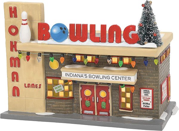 Vila A Christmas Story Department 56 - Edifício Iluminado Hohman Lanes Bowling, 5.75 Polegadas, Multicolorido