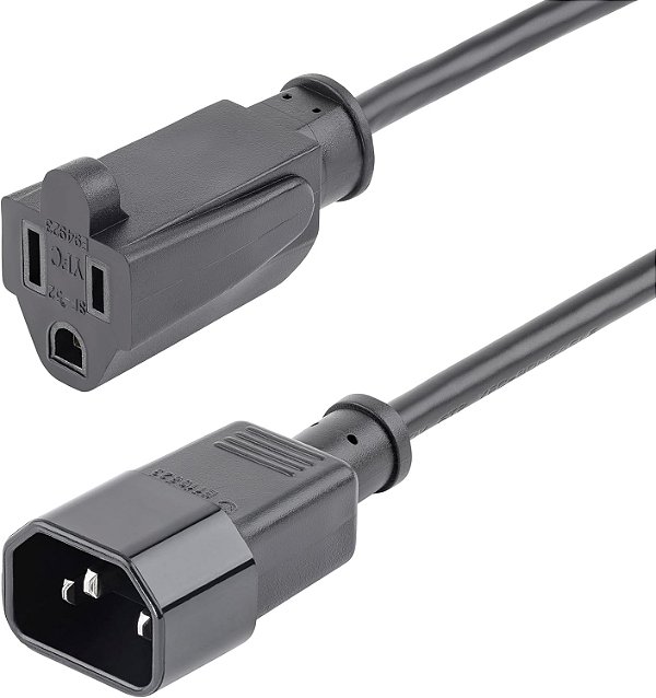 Cabo de Extensão de Energia StarTech.com de 0,3m (1 pé), IEC C14 para NEMA 5-15R, 10A 125V, 18AWG, 10 Pacotes, Cabo de Extensão de Energ