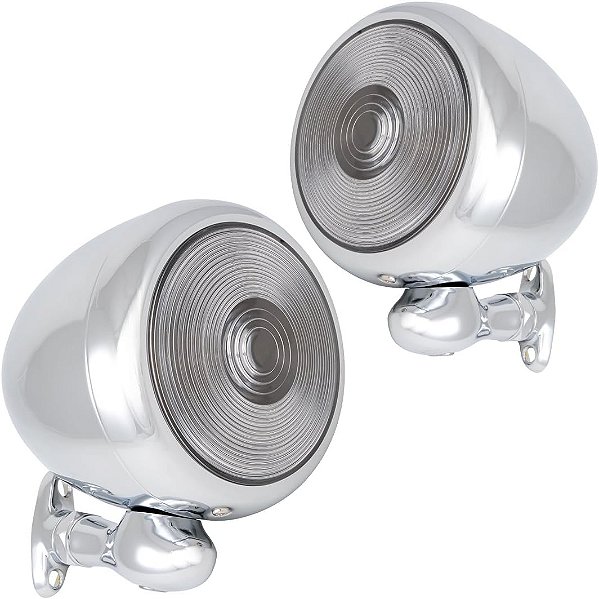 Acessórios KNS 8153 Cromados 5 Diâmetro Luz Falsa em Forma de Lágrima com Lente de Plástico Transparente, METÁLICO