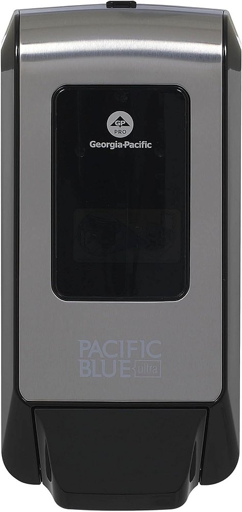 Dispensador manual de parede Pacific Blue Ultra para sabonete espumante e álcool em gel para as mãos, da GP PRO (Georgia-Pacific); Aço inoxidável escovado; 53060; 11,5 L x 5,6