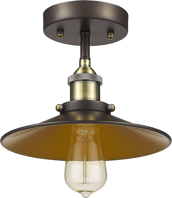Luminária de Teto Semi-Embutida em Bronze Envelhecido com Estilo Industrial de 1 Luz da Chloe Lighting CH854012RB09-SF1