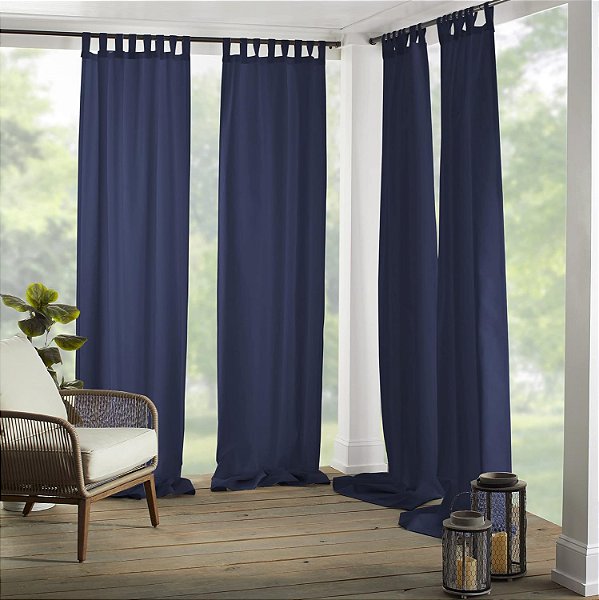 Elrene Home Fashions Matine Solid Tab-Top Painel de Cortina Indoor/Outdoor, 52 polegadas x 108 polegadas, Azul