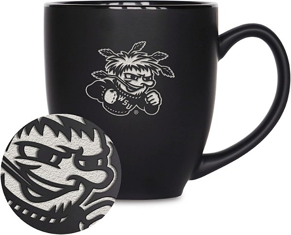 Caneca Bistrô Fosca de 15oz da Rico Industries NCAA  - Para Bebidas Quentes ou Frias - Logo da Equipe Gravado Para Sensação Única