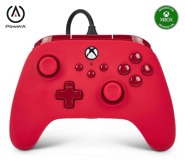 Controle com fio PowerA Advantage para Xbox Series X|S - Vermelho, controle Xbox com cabo USB-C removível de 10ft, botões mapeáveis, travas de gatilho e motores de vibração, licenciado oficialmente para Xbox